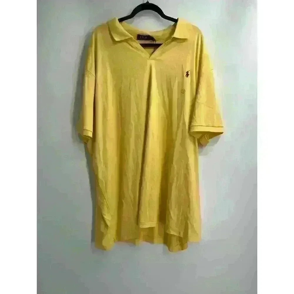 Polo Ralph Lauren Solid‎ Yellow Buttonless Collar Neck Shirt - Men's 4XB